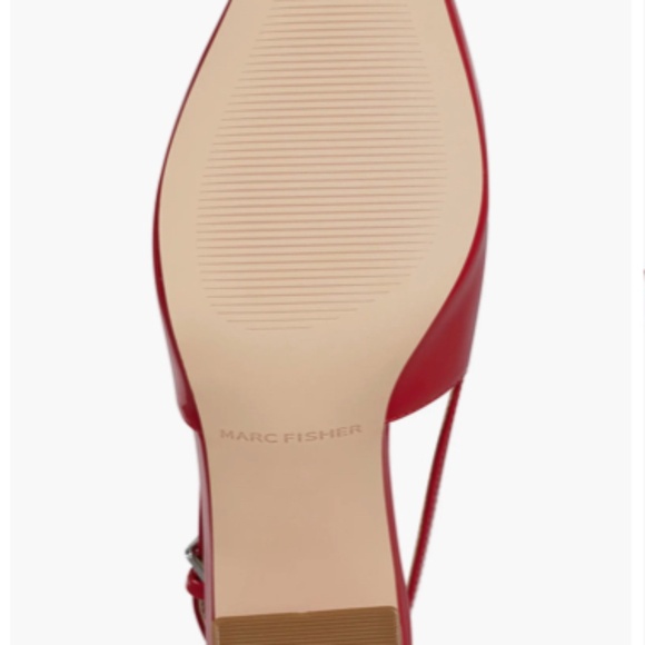 NIB Marc Fisher Red Patent Leather Slingback Pumps Block heel Shoes Sz 8.5 - Picture 4 of 10